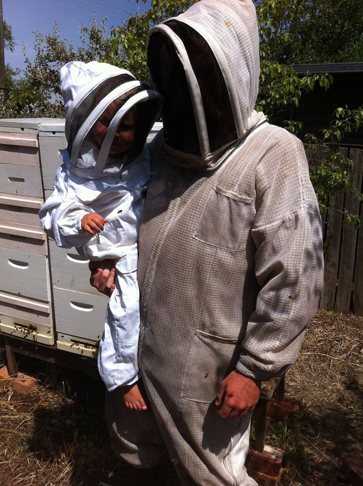 me and Rosie in beesuits